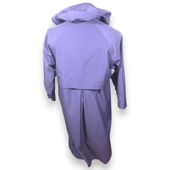 Bean Coat Womens Petite Medium Purple Hooded Long Rain Trench Jacket Waterproof - Picture 2 of 11
